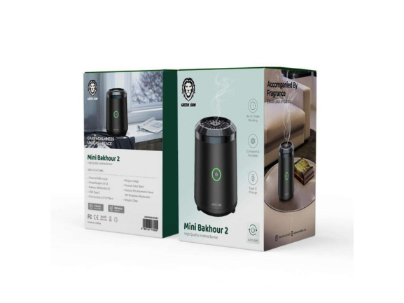 Green Lion Mini Bakhour 2 Incense Burner 2000mAh - Black | Smokeless Green Lion Mini Bakhour 2 Incense Burner 2000mAh - Black | Smokeless